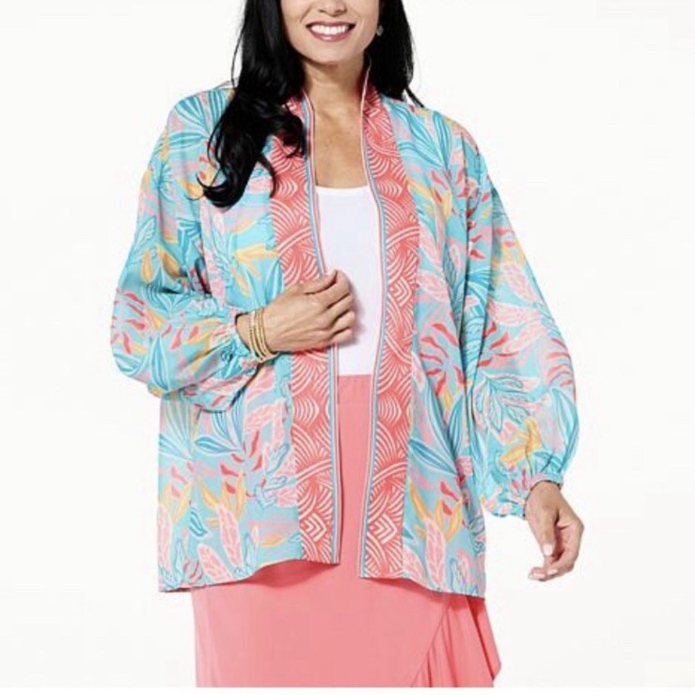 Colleen Lopez zPrinted Chiffon Topper New